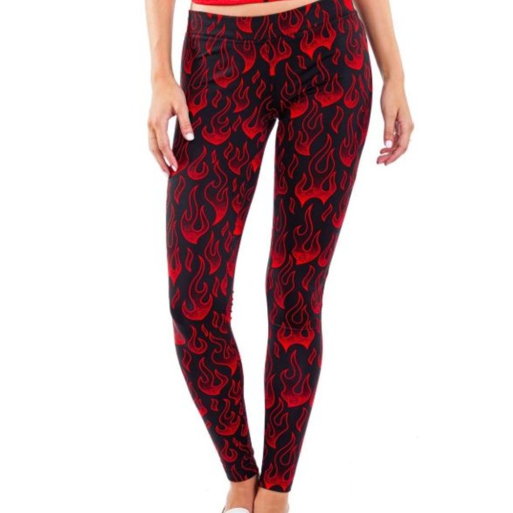 NWT Tipsy Elves Hot Sexy Devil Flame Leggings - Picture 2 of 4